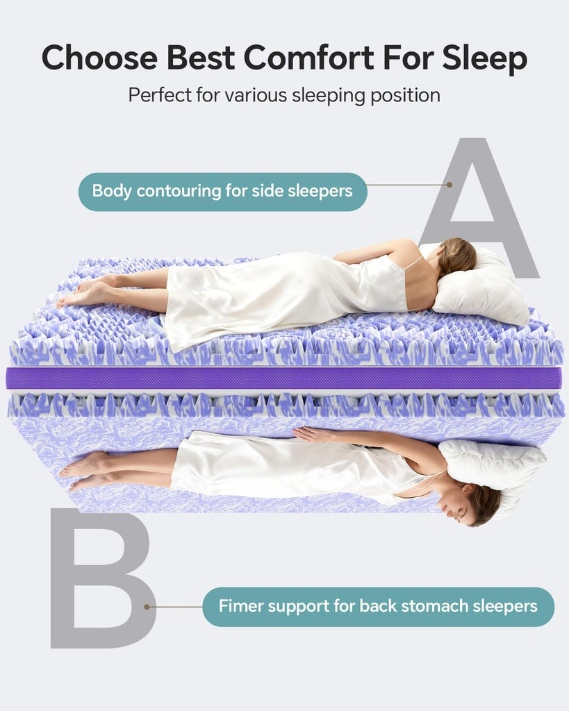 Dual Layer 4 Inch Memory Foam Mattress Topper Queen | 2 Inch Gel Memory Foam and 2 Inch Pillow Top Mattress Pad