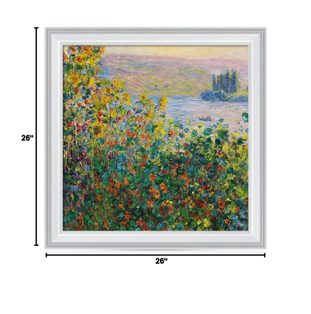 Claude Monet Wall Art Framed, Flower Beds at Vetheuil, 23x23