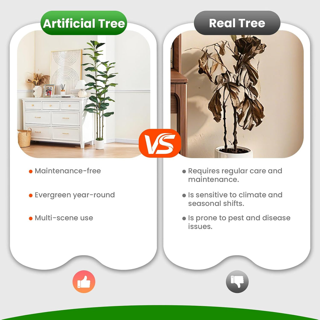 6ft Artificial Fiddle Leaf Fig Tree with Green Moss