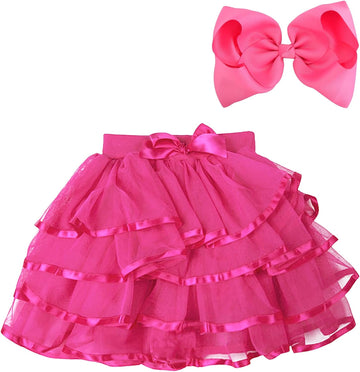 4 Layered Tulle Tutu Skirt for Girls with Hairbow or Birthday Sash,Girl Ballet Tutu Skirt