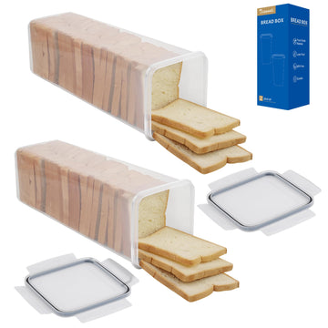 2 Pack, Plastic Bread Container, Bread Storage Counter, Bread Keeper with Airtight Lid, Tall Bread Saver, Sandwich