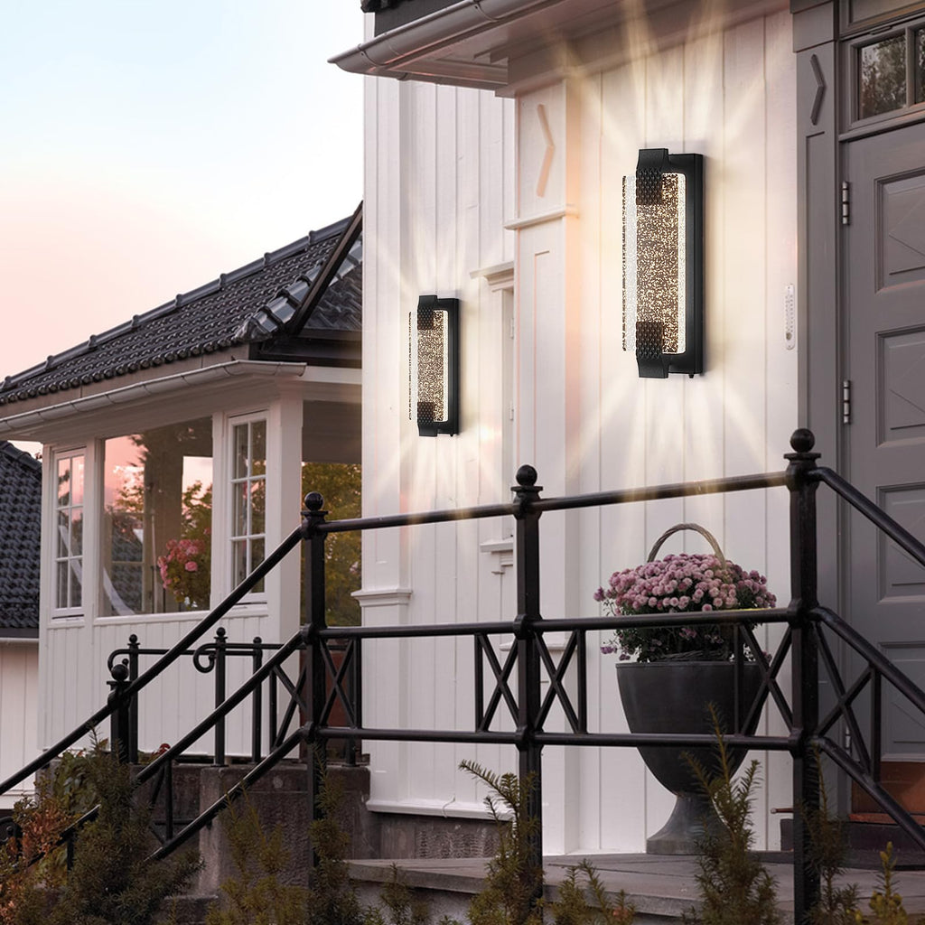 Dusk to Dawn Outdoor Wall Light, Sparkling Glow Porch Sconce