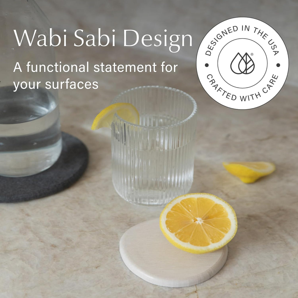 Home Stone Coasters Set - Diatomaceous Earth Water-Absorbing Drink Coaster for Coffee Table, Kitchen or Bar, Modern - Set of 4