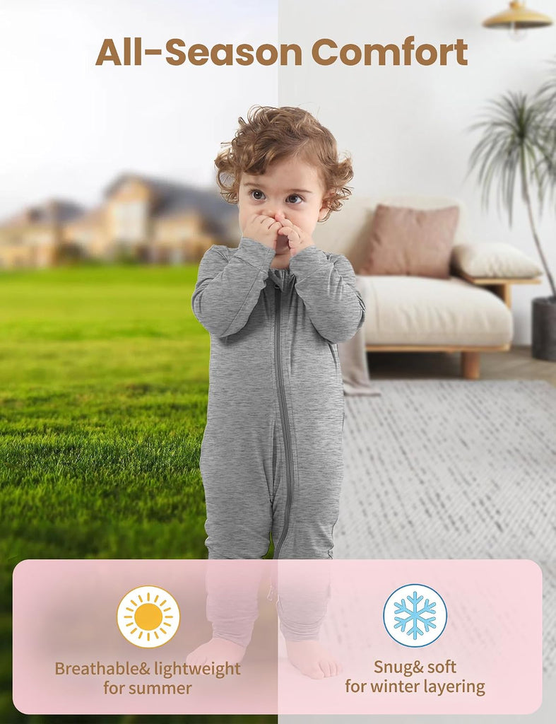 Bamboo Rayon Unisex Baby Footless Long Sleeve Romper Sleepers