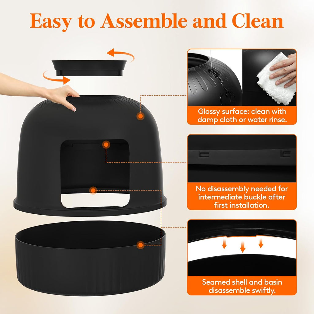 Hidden Plant Cat Litter Box with Plastic Scoop, Black