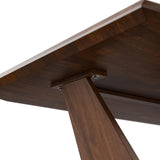Nazaen III 82.5" Mid-Century Modern Solid Wood Live Edge Dining Table with Steel Support, Walnut Finish, Seats 4 - 6