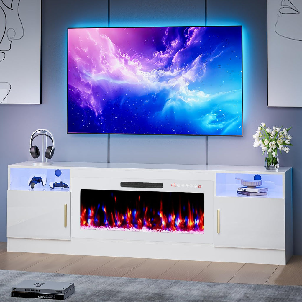 TV Stand with Fireplace, 36" Fireplace TV Stand LED Entertainment Center with Fireplace, 70 Inch Modern Electric