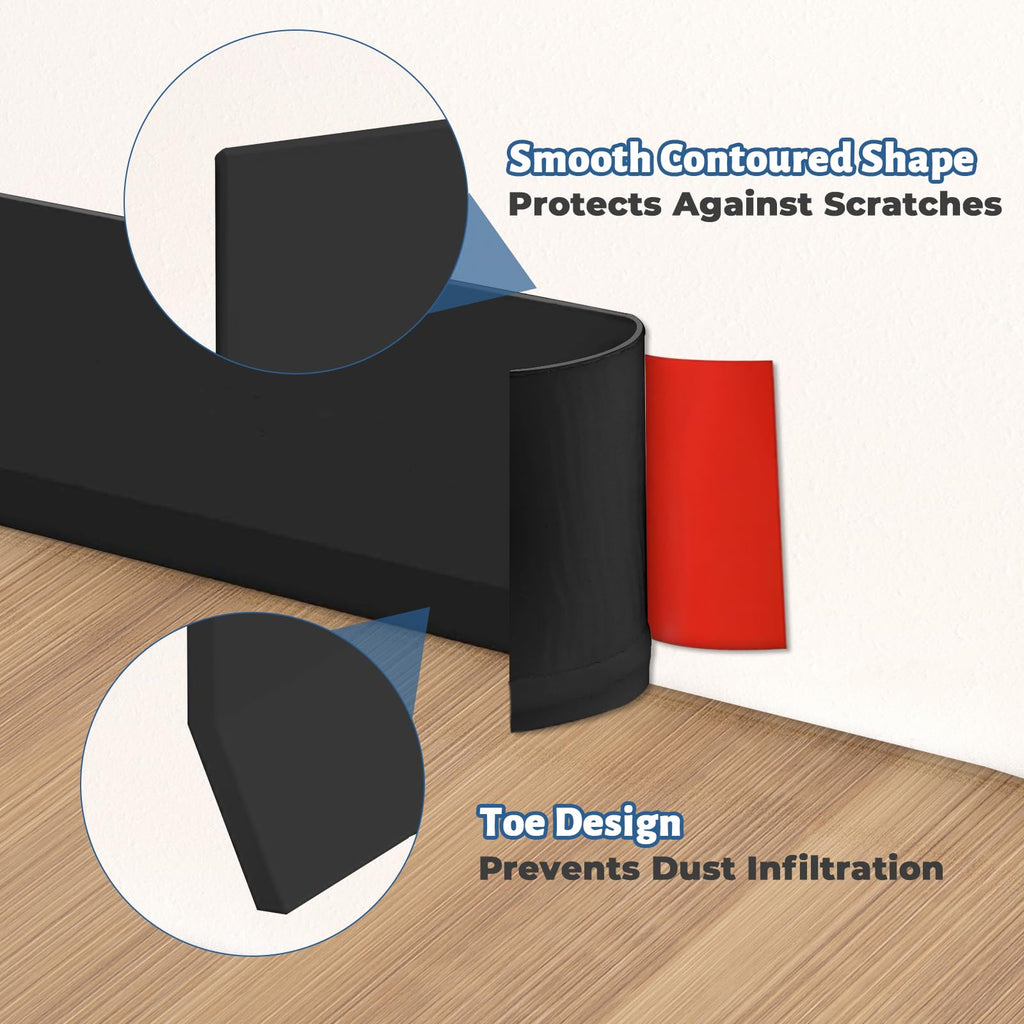 Baseboard Trim, Black Vinyl Peel and Stick Molding, 4" x 65 FT