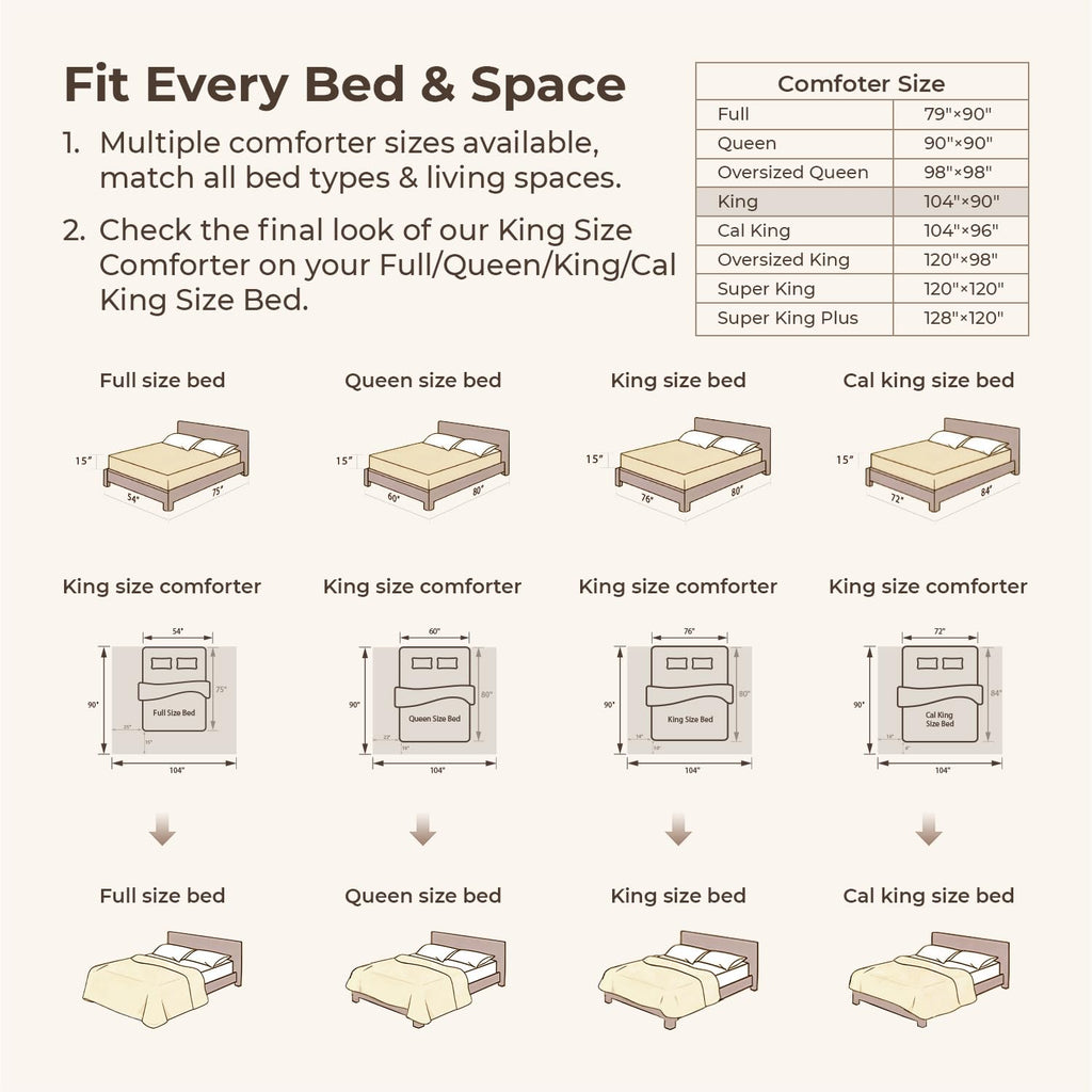 King Size Comforter Set, 3 Pieces Beige Tufted Boho Bedding Set