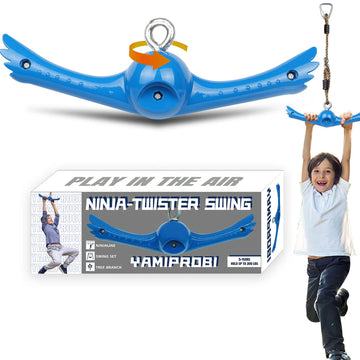 Ninja-Twister Swing Spins Set: Slackline Attachments - 360° Handle Twist-Spin Flips Toy Activate Ninja Powers Warrior