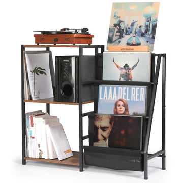 Record Player Stand, Vinyl Record Storage with Now Playing Holder