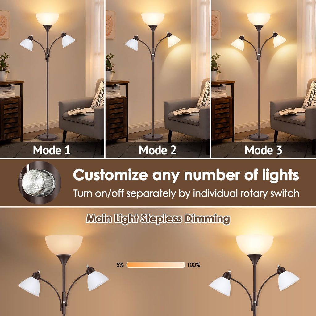 Torchiere Floor Lamps, 72" Dimmable Reading Lamp