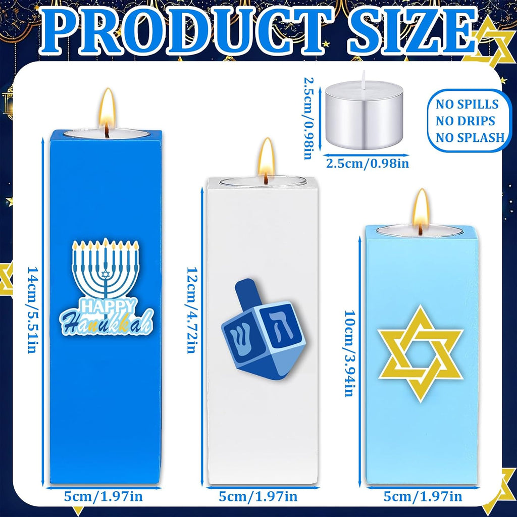 Set Hanukkah Tealight Candle Holder Chanukah Tea Light Votive Candle Hanukkah Table Decorations for Chanukah Jewish - Set of 6