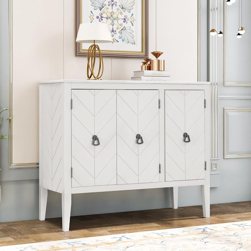 Modern Elegant Accent Buffet Sideboard Storage Cabinet with 2 Doors, Solid Wood Storage Chest Side Cabinet Sofa Table