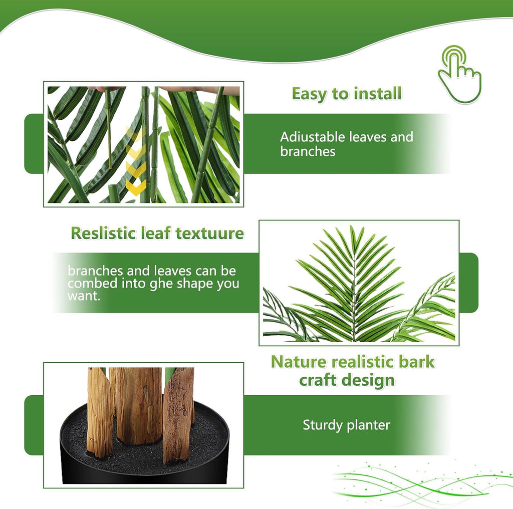 6ft Artificial Palm Tree Indoor, Large Fake Tropical Areca Palm with 18 Trunks, Tall Faux Floor Plants Living Rooms
