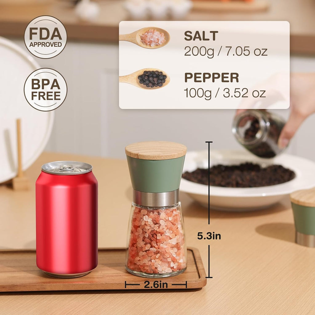 Salt and Pepper Grinder Set with Bamboo Lid - Set of 2