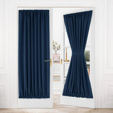 French Door Curtains Rod Pocket Thermal Blackout Curtain with Glass Window, Kitchen and Patio Door Privacy, 54 X 80