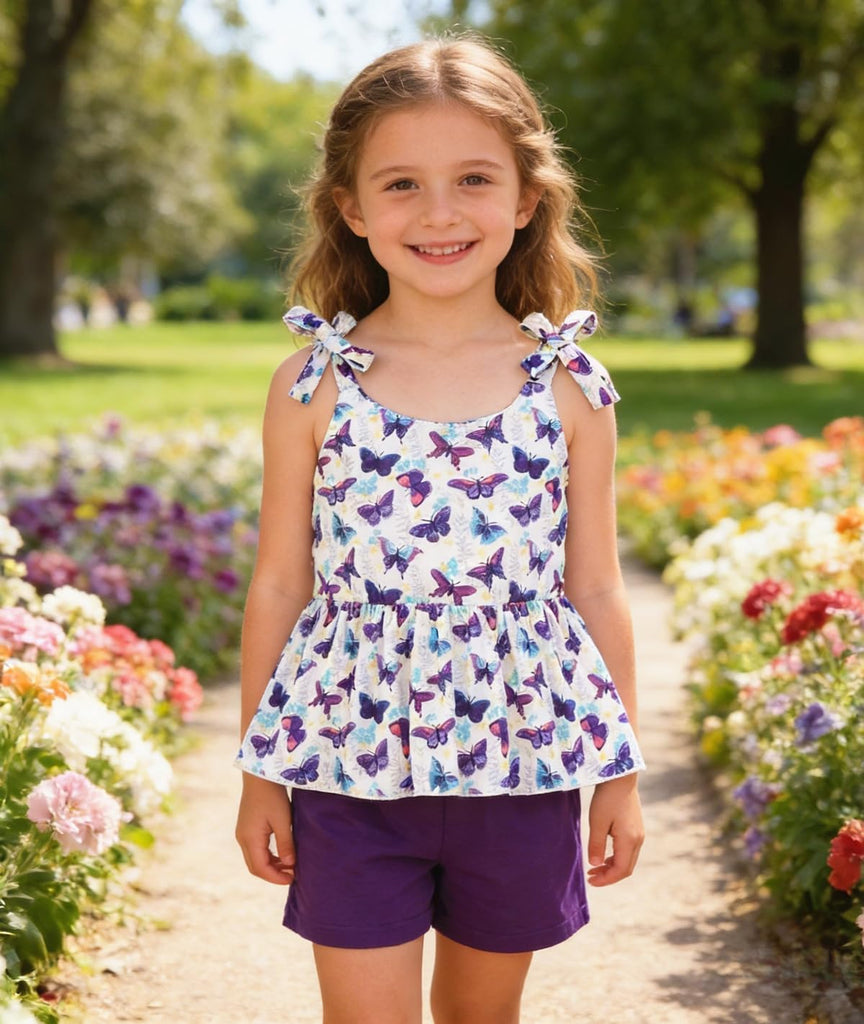 Toddler Girls Clothes Summer Short Set Outfit Tie Knot Shoulder Sleeveless Ruffle Tops and Shorts 2PC Clothing Set