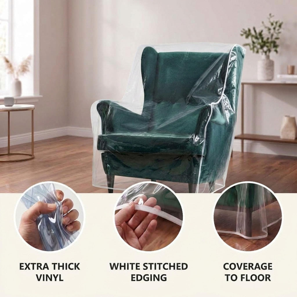 Heavy Duty Clear Plastic Chair Covers Protectors for Recliner