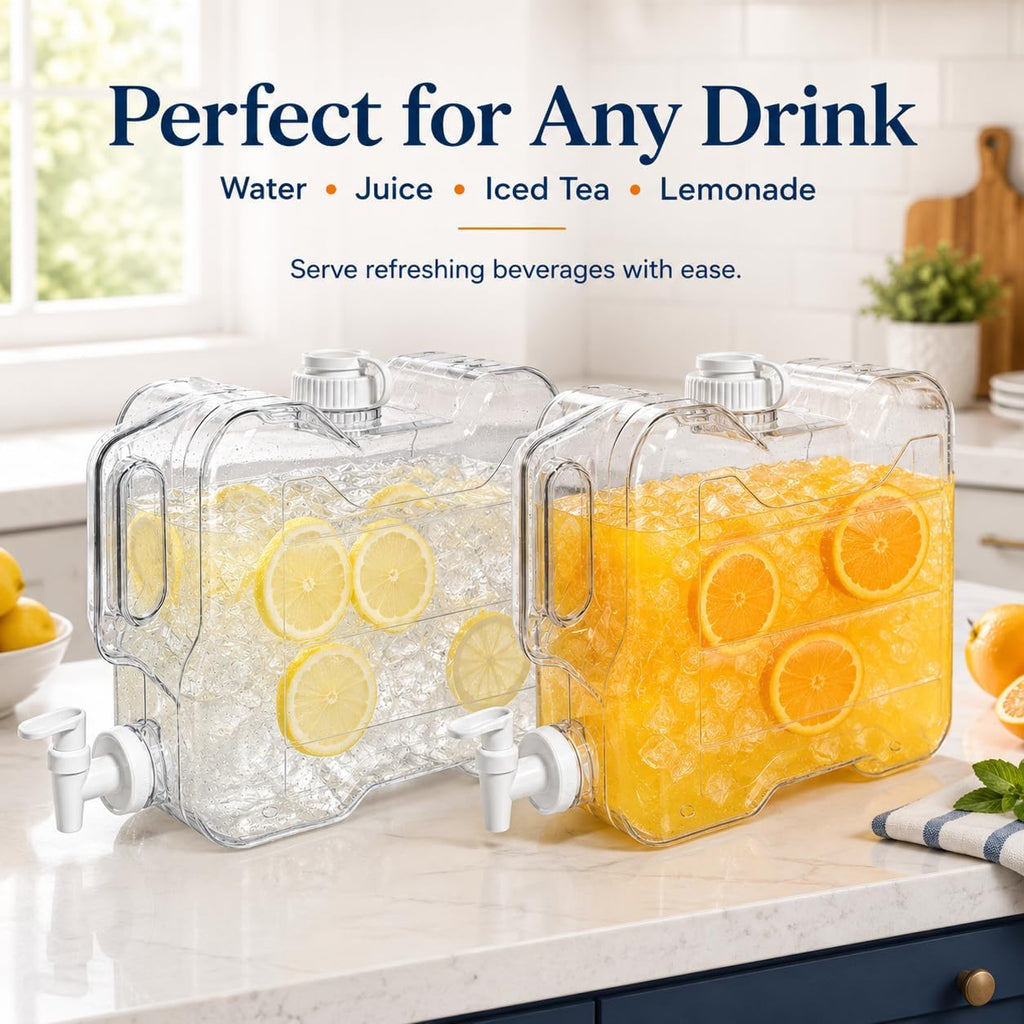 Fridge Water Dispenser with Leak-Proof Spigot, Reusable Refrigerator Drink Dispenser with Handle, Water Jug Beverage