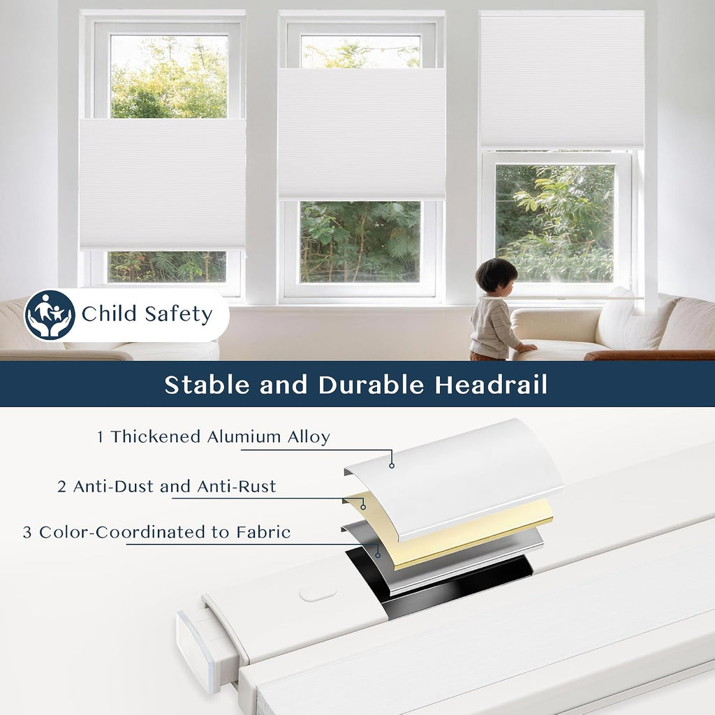 Waterproof 99% Blackout Cellular Shades,White,26''W X 54''H