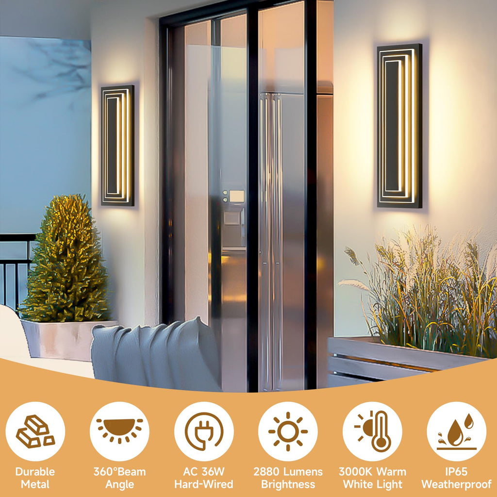 Outdoor Wall Lights, 3-ier Large Exterior Lighting Fixtures 23.6 in