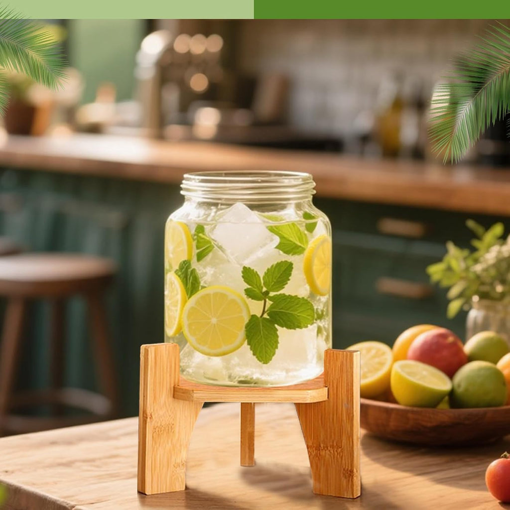 Wood Drink Dispenser Stand Natural Bamboo Fits 6-8 Inch Diameter Beverage Jugs Elegant & Sturdy Stand, Parties, &