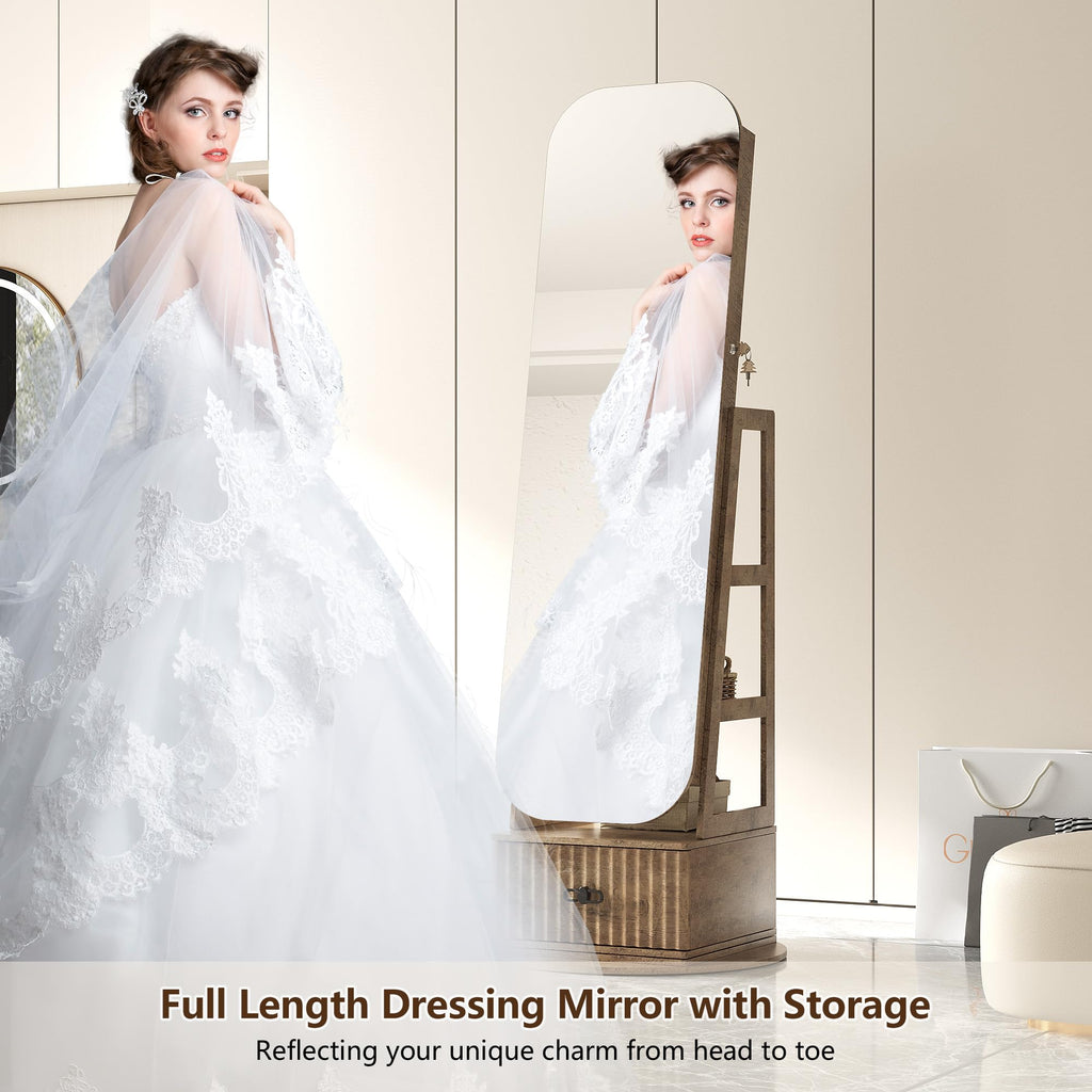 360 Swivel Jewelry Armoire Organizers with Full Length Mirror