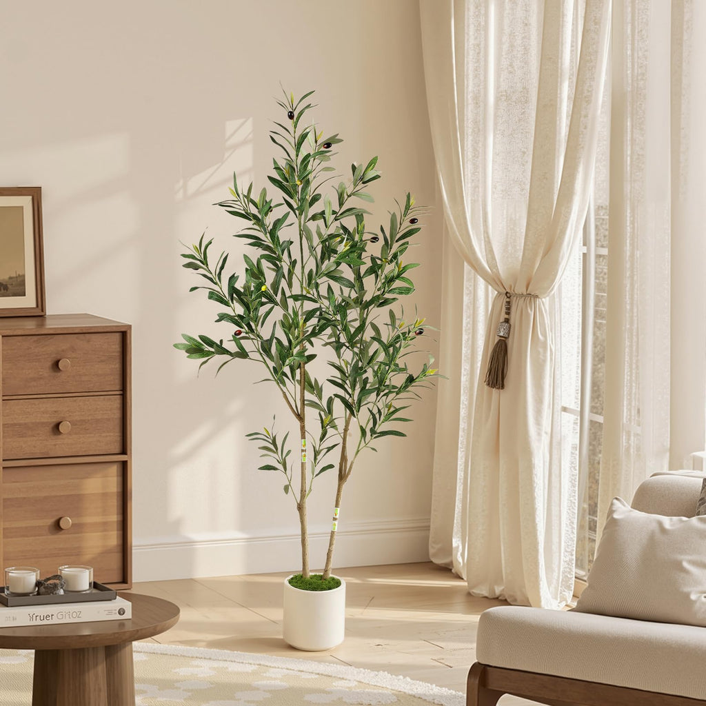 4ft Artificial Olive Tree with Green Moss