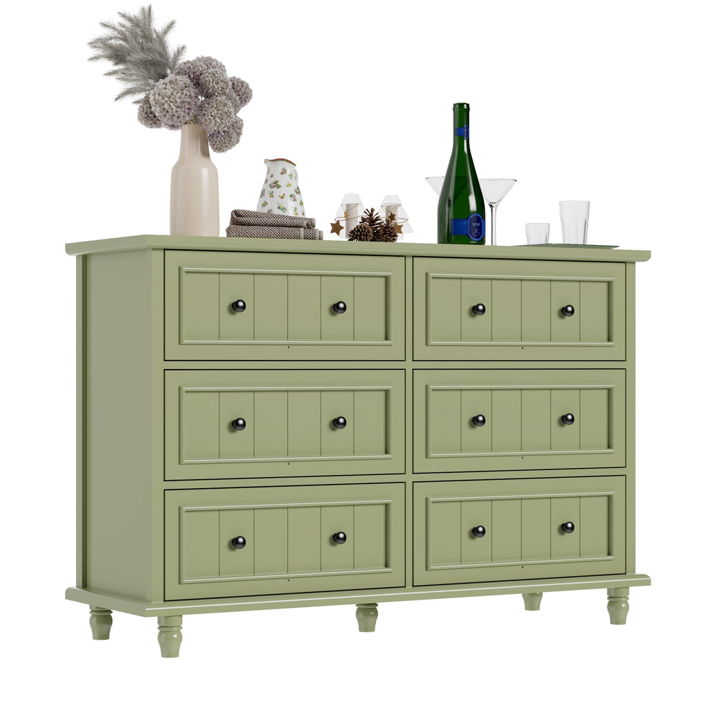 Green 7 Drawer, Vintage Chest of Drawers, 47.2'' Bedroom Cabinet