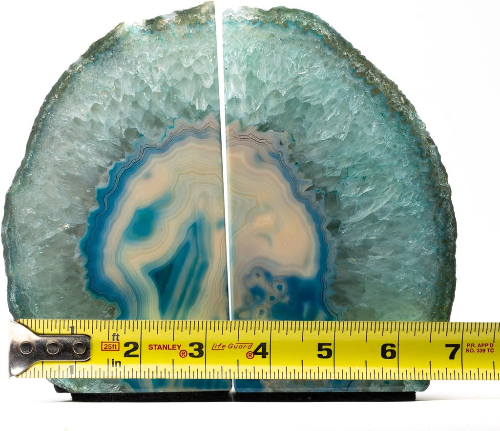 Agate Bookends, Home Décor (3.5-6 lbs, Teal)