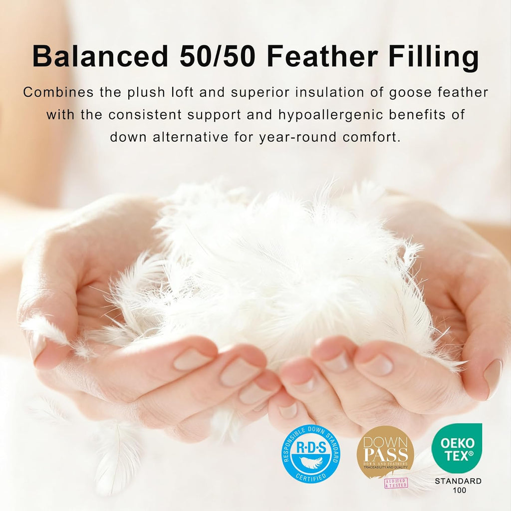 Grey Queen Duvet Insert, Goose Feather Down Fiber Comforter