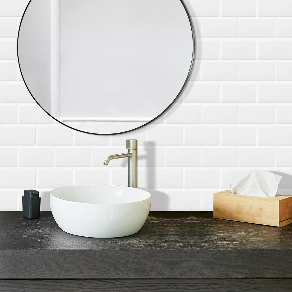 White Peel and Stick Backsplash Subway Tile Wall 10-Sheet