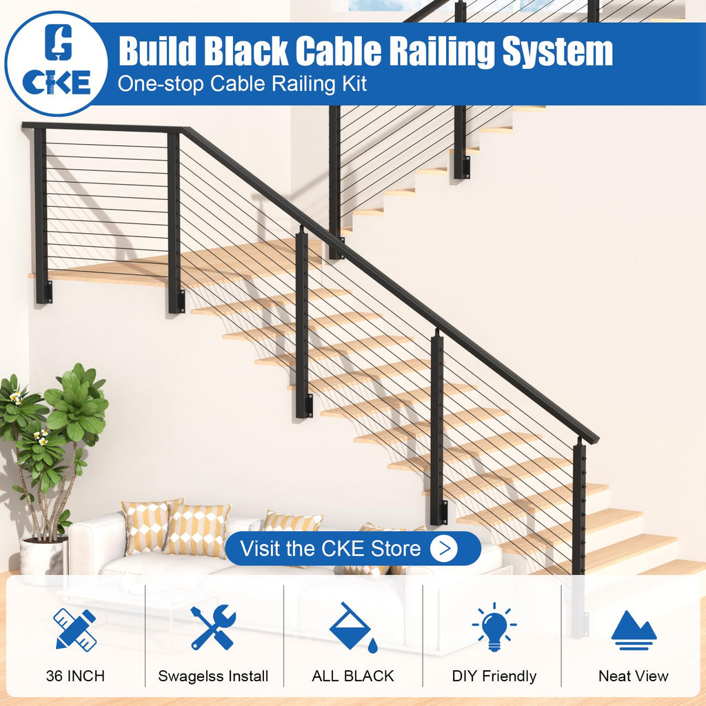 Flat Handrail Accessories, Aluminum Black Corner Connector for Handrail, 45 Degree Sleeve for Deck Cable Railing Post