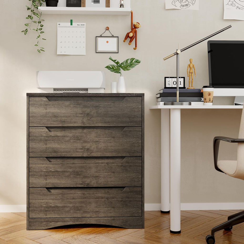 4 Drawer, Sturdy Chest of Drawers, Dark Brown