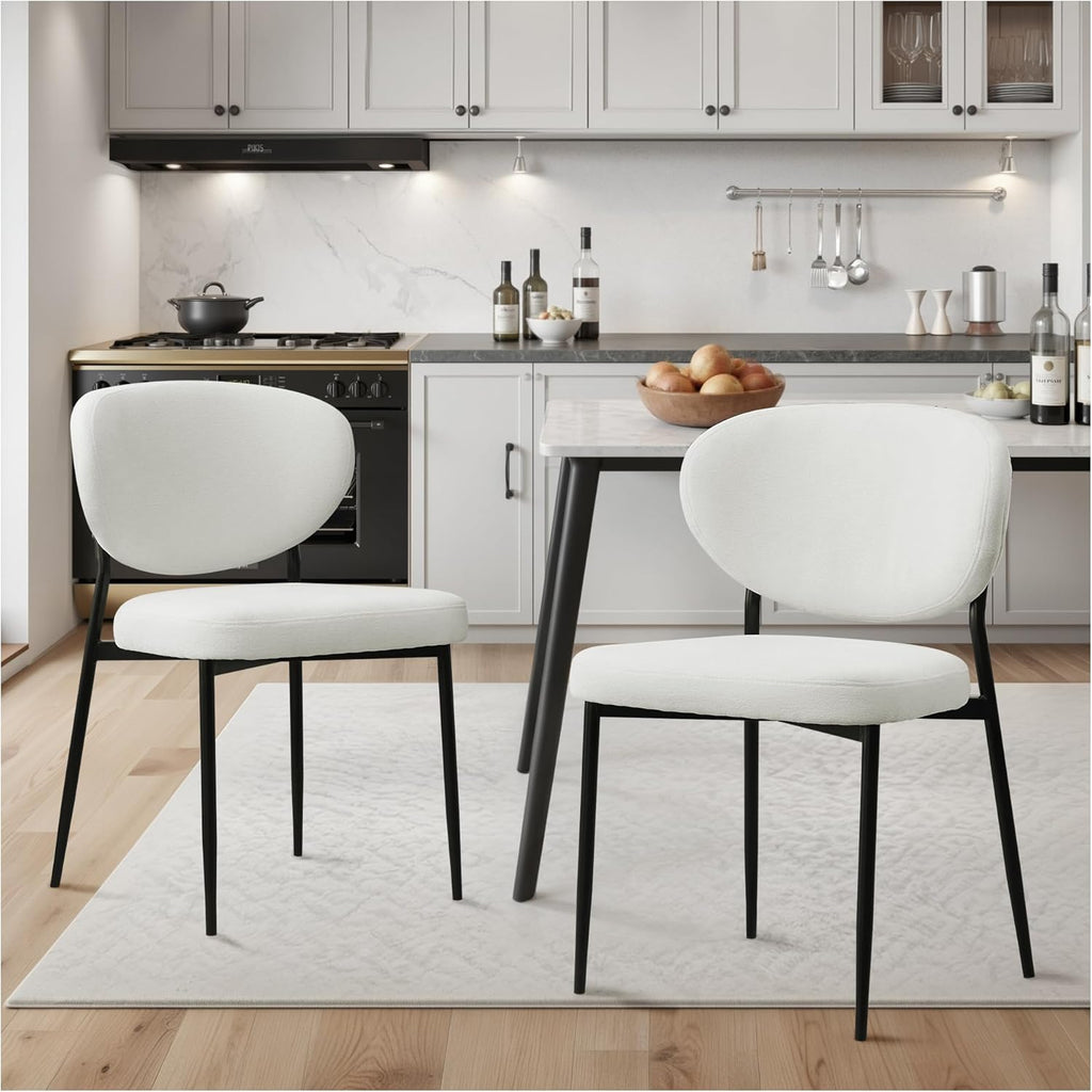 Upholstered Dining Chairs Set of 2 Modern Chenille Dining Room Chairs Wide Cushion with 58D Memory Foam Ergonomic