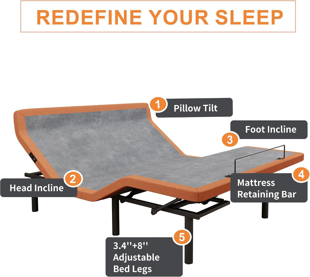 14" Split King Adjustable Bed Frame Hybrid Matt with Massage - Set of 27