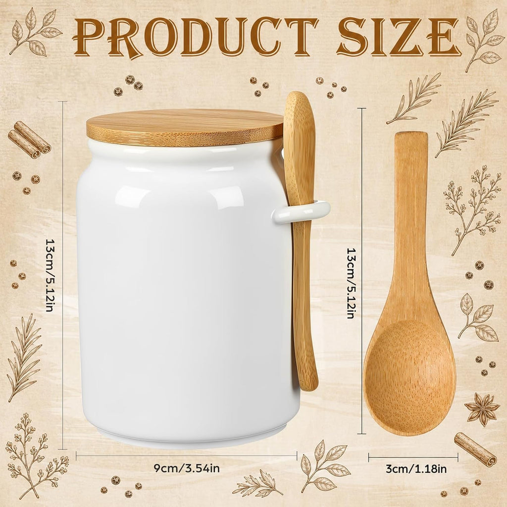 Coffee Sugar and Tea Canister Set with Tray and Spoon 27 oz Ceramic Farmhouse White Container Jar - Set of 3