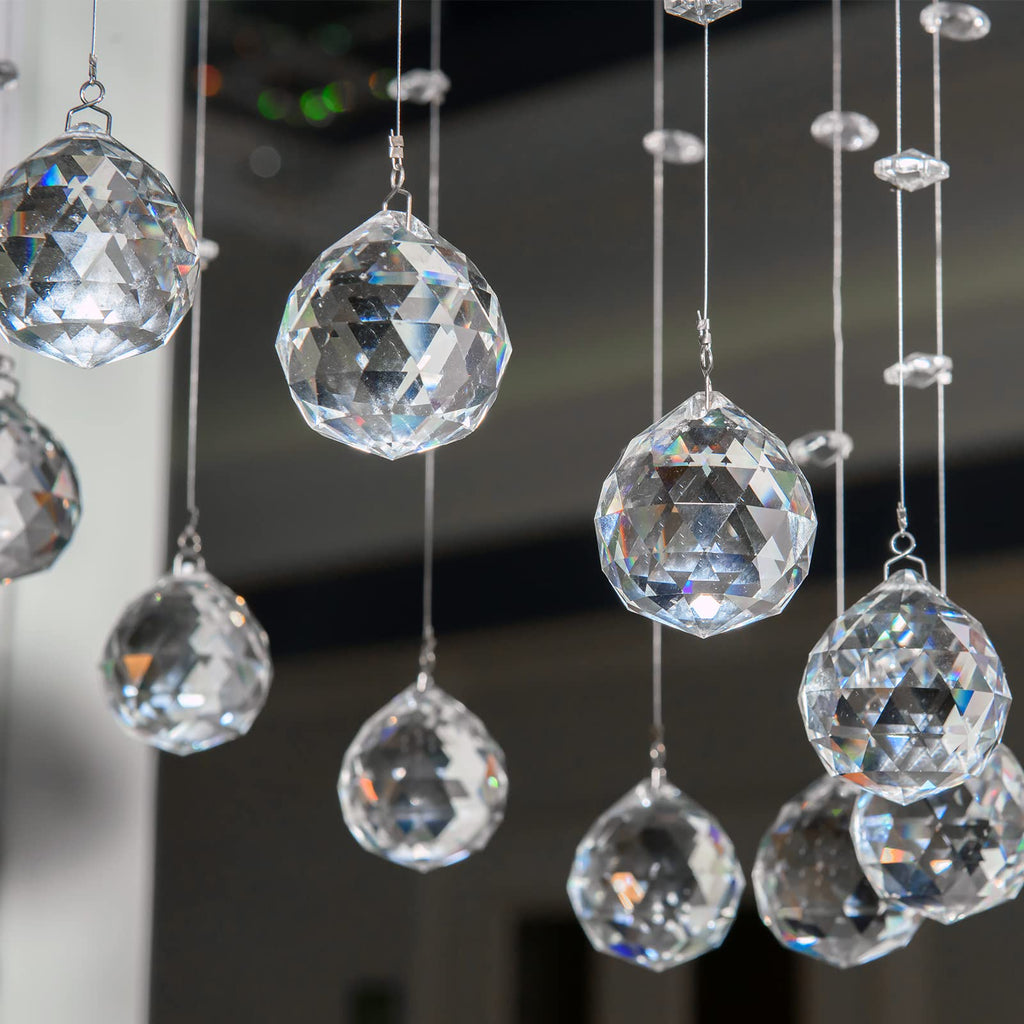 48 Pcs Clear Crystal Ball Prism Suncatcher Sun Catcher Crystal Prisms for Chandeliers Rainbow Pendants Maker Hanging
