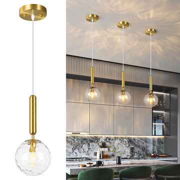 Modern Gold Pendant Light Hanging Fixture Light Island Mid Century with Globe Pendant Light Clear Glass Pendant