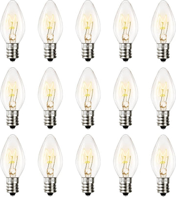 15 Pack 15W Dimmable E12 C7 Bulbs for Salt Lamps & Wax Warmers