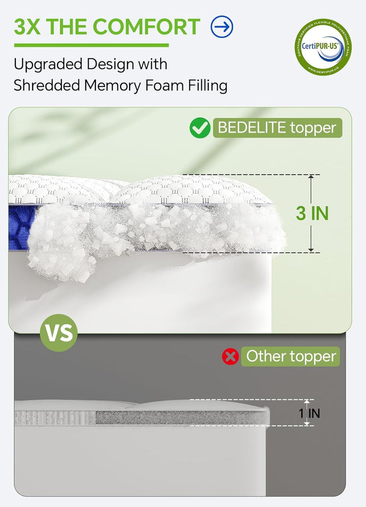 Queen Mattress Topper Viscose Derived from Bamboo, Ultra Soft Pillow Top Mattress Pad Bed Cover with Elastic Deep