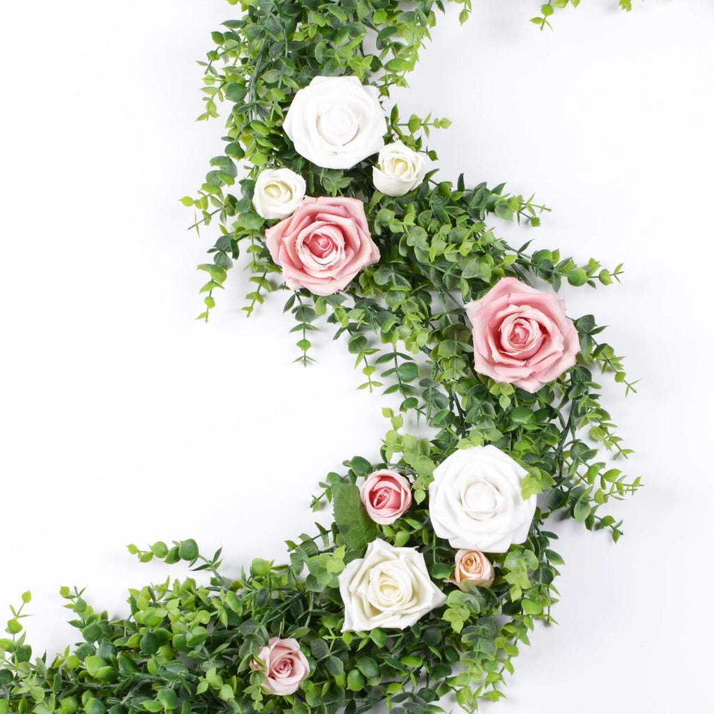 Faux Eucalyptus Garland Plant, Artificial Vines Hanging Eucalyptus Leaves Greenery Garland for Wedding - Set of 6