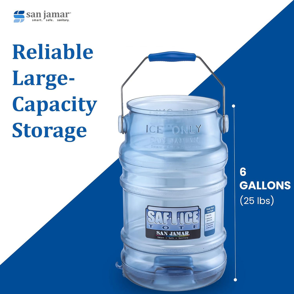 Saf-T-Ice Plastic Ice Tote, Ice Bucket with Drying and Storage Hook for Restaurants, Bars, Catering Events, Buffets