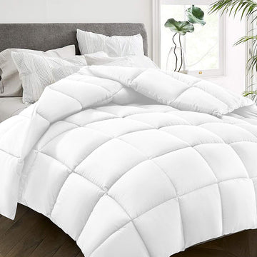 All Season Queen Size Bed Comforter - Cooling Goose Down Alternative Quilted Duvet Insert with Corner Tabs - Winter