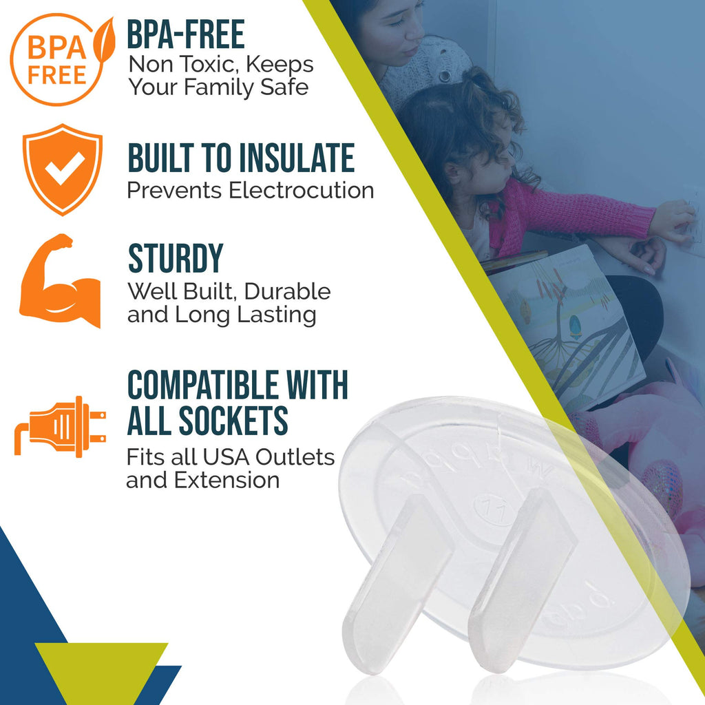 Clear Outlet Covers (50 Pack) Value Pack - Baby Safety Outlet Plug Covers - Durable & Steady - Child Proof Your