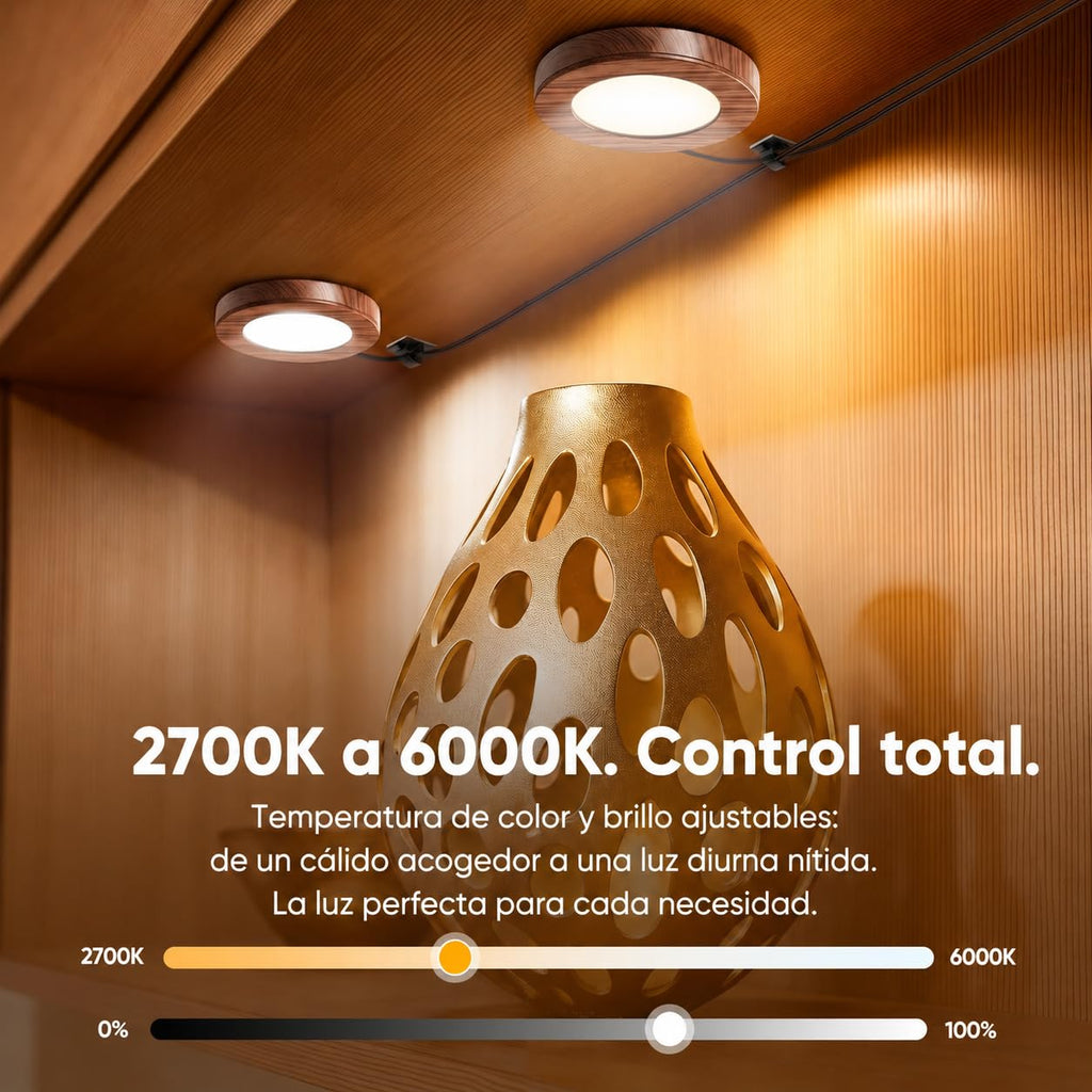 LED Under Cabinet Lighting with Remote,6 Pack Puck Lights Plug in Wired