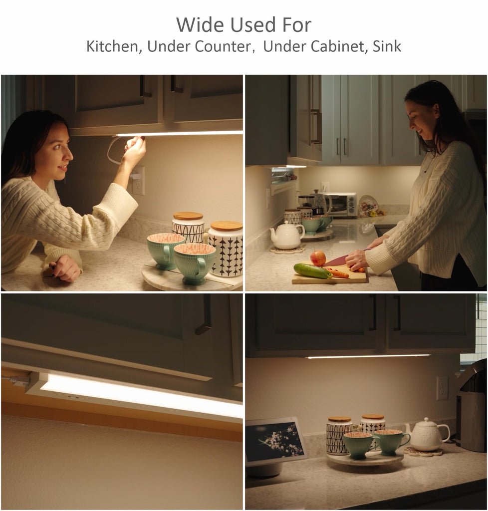 LED Under Cabinet Lighting Hardwired or Plug in, 18 Inch 9W, Dimmable 5 Color 2700K/3000K/3500K/4000K/5000K, Linkable