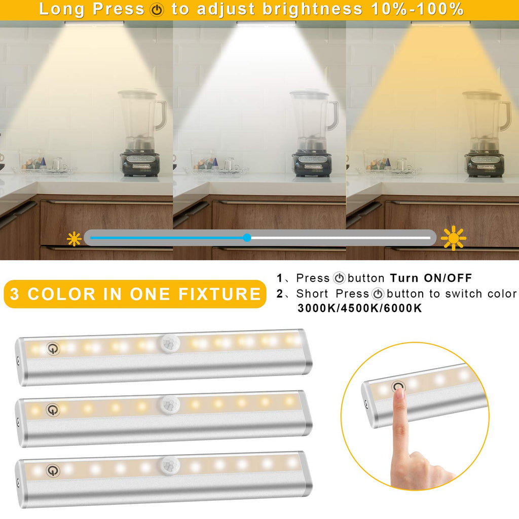 Remote Control Under Cabinet Lighting Wireless 6 Pack, 20-LED Dimmable Closet Lights Rechargeable Under Counter