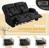 54" Power Loveseat Recliner Sofa, Electric Home Theater Seating with Massage Heat/4 Colors Ambient Lights/USB